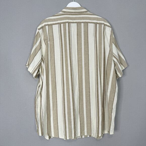 Banana Republic Mens Shirt XXL Tan Linen Blend Striped Slim Fit Old Money Preppy - Picture 6 of 10